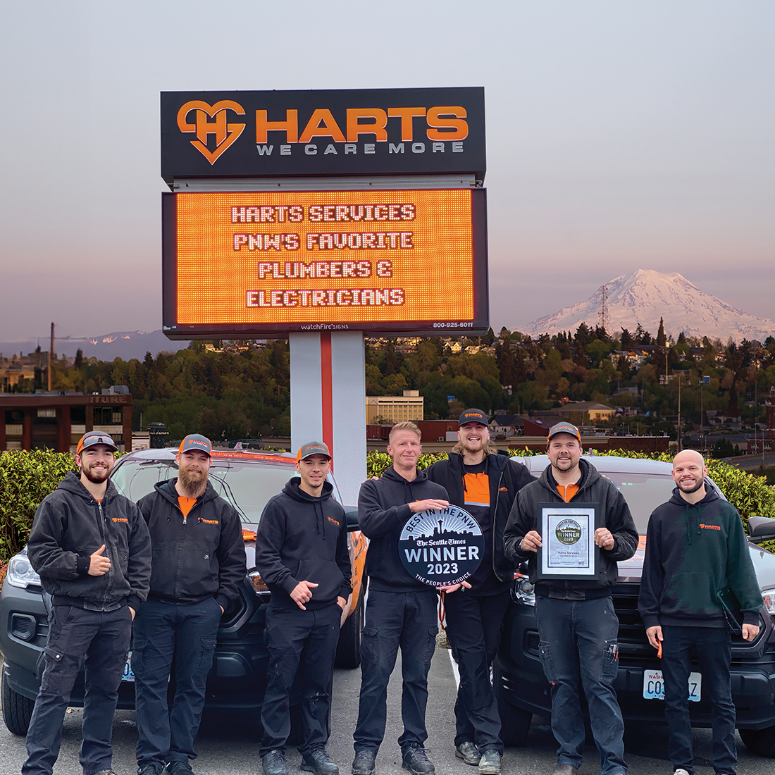 Our electrical team celebrated their big win for SILVER in the Best of the PNW People's Choice Awards. We feel so lucky to be able to serve amazing people like all of you!  Thank you for your votes!  #hartsservices #WeCareMore #hartshome