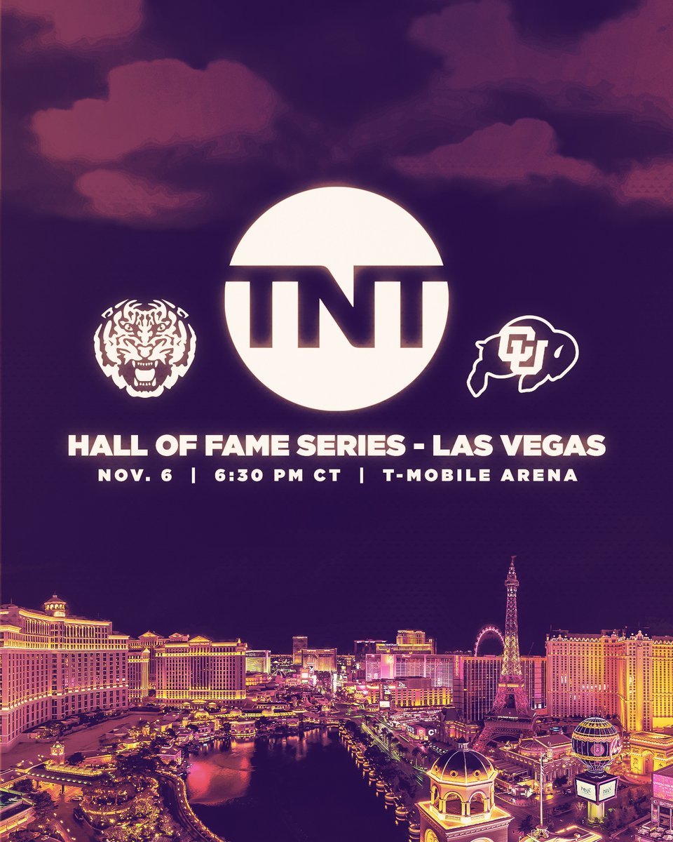 LSUwbkb's tweet photo. LSU's season premiere against Colorado in the Hall of Fame Series Las Vegas will air on TNT!

A show you won't want to miss 🍿

📄 https://t.co/WEjvSNnhtX https://t.co/rzSaqdJGNy
