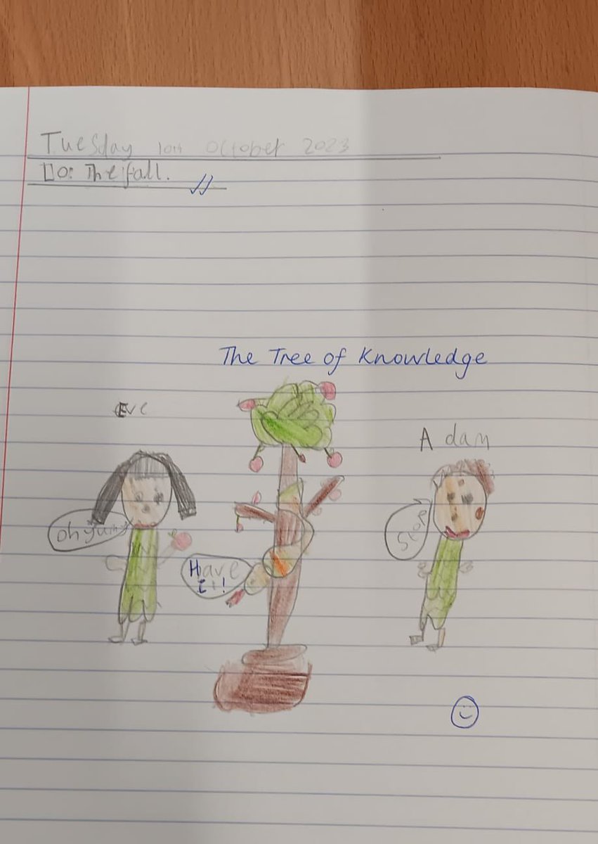 latimerprimary's tweet image. Here's some RE from today...looking at The Fall in the Christian creation story. #LatimerRE #3PS