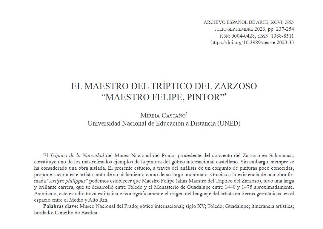 AEArte_CSIC's tweet photo. 🎨Mireia Castaño (@UNED) estudia, en el último número de @AEArte_CSIC (núm. 383), el Tríptico de la Natividad del @museodelprado, ubicando a su autor en el contexto de las itinerancias artísticas de la Europa del s. XV:

https://t.co/vAWMlr1C7K https://t.co/vgSbvjH58t