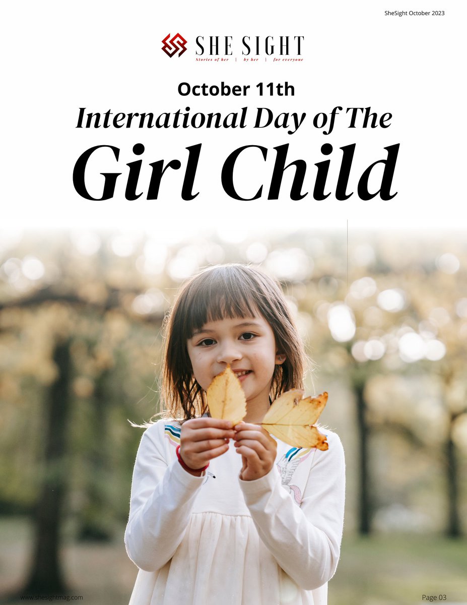 October 11th International Day of The Girl Child!!
shesightmag.com
#DayOfTheGirlChild #GirlsEmpowerment #GirlChildRights #GirlPower #EmpowerHer #EducateGirls #GirlsLead #HerFuture #GirlsWithDreams #GirlsDeserveBetter #SheSight