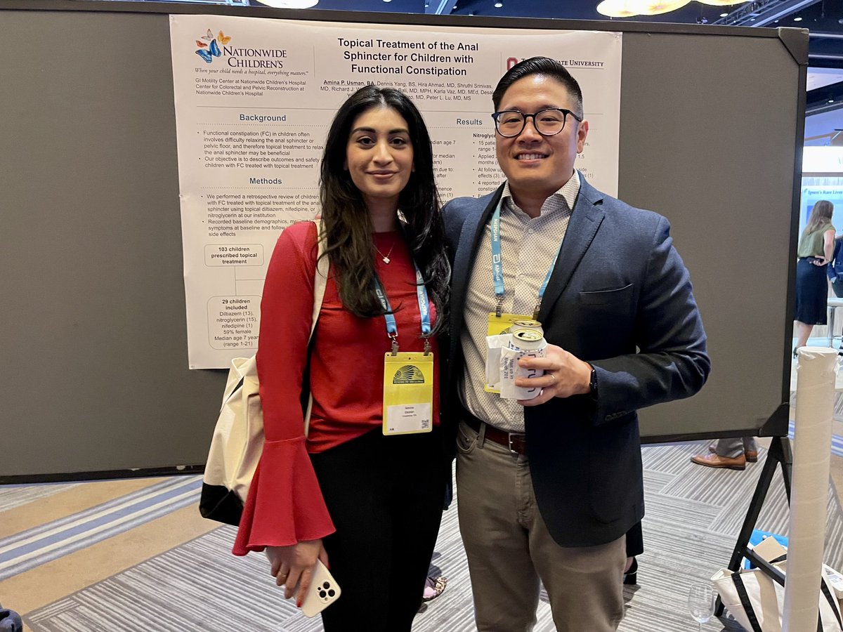 Peter L. Lu, MD, MS (@pllu) on Twitter photo Amina Usman, <a href="/PedsMotility/">NCH GI Motility Center</a> research coordinator applying for med school, presented on topical treatment of the anal sphincter (ie diltiazem) for kids w FC suspected to have outlet dysfunction.
👉 Safe, effective for some, small sample.
<a href="/SSrinivasMD/">Shruthi Srinivas, MD, MPH</a> <a href="/DarnisYang/">Dennis Yang</a> <a href="/drrichardwood/">Richard Wood</a> Amina Usman, <a href="/PedsMotility/">NCH GI Motility Center</a> research coordinator applying for med school, presented on topical treatment of the anal sphincter (ie diltiazem) for kids w FC suspected to have outlet dysfunction.
👉 Safe, effective for some, small sample.
<a href="/SSrinivasMD/">Shruthi Srinivas, MD, MPH</a> <a href="/DarnisYang/">Dennis Yang</a> <a href="/drrichardwood/">Richard Wood</a>
