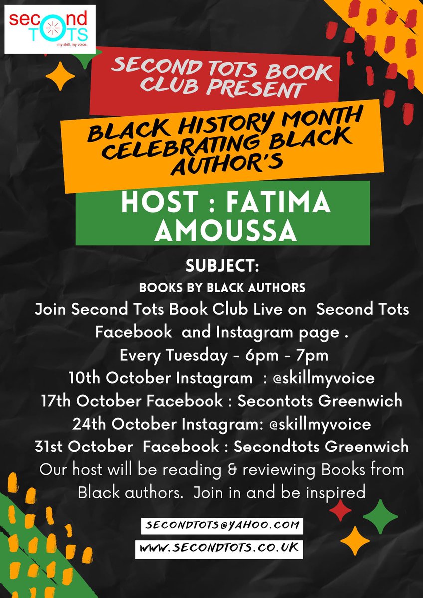 SECOND TOTS (@secondtots) on Twitter photo Celebrating #BlackHistoryMonth <a href="/SecondTots/">SECOND TOTS</a> Online Book Club Inspirational Black Authors Book review <a href="/Royal_Greenwich/">Royal Borough of Greenwich</a> <a href="/GreenwichLibs/">Royal Greenwich Libraries</a> <a href="/adel_khaireh/">Adel Khaireh</a> <a href="/BlacAwards/">The BLAC Awards CIC</a> <a href="/AMCo1/">Res ipsa loquitur....AMC01</a> <a href="/LPFKiddiesClub/">LPF Kiddies Club</a> <a href="/bookclubgirl/">Book Club Girl</a> <a href="/bg_bookclub/">your favourite authors favourite book club</a> <a href="/MayorofLondon/">Mayor of London, Sadiq Khan</a> @Matt_Morrow88 <a href="/TNLComFund/">The National Lottery Community Fund</a> <a href="/YoungGreenwich/">Young Greenwich</a> <a href="/MrOkereke/">Cllr Anthony Okereke</a> Celebrating #BlackHistoryMonth <a href="/SecondTots/">SECOND TOTS</a> Online Book Club Inspirational Black Authors Book review <a href="/Royal_Greenwich/">Royal Borough of Greenwich</a> <a href="/GreenwichLibs/">Royal Greenwich Libraries</a> <a href="/adel_khaireh/">Adel Khaireh</a> <a href="/BlacAwards/">The BLAC Awards CIC</a> <a href="/AMCo1/">Res ipsa loquitur....AMC01</a> <a href="/LPFKiddiesClub/">LPF Kiddies Club</a> <a href="/bookclubgirl/">Book Club Girl</a> <a href="/bg_bookclub/">your favourite authors favourite book club</a> <a href="/MayorofLondon/">Mayor of London, Sadiq Khan</a> @Matt_Morrow88 <a href="/TNLComFund/">The National Lottery Community Fund</a> <a href="/YoungGreenwich/">Young Greenwich</a> <a href="/MrOkereke/">Cllr Anthony Okereke</a>
