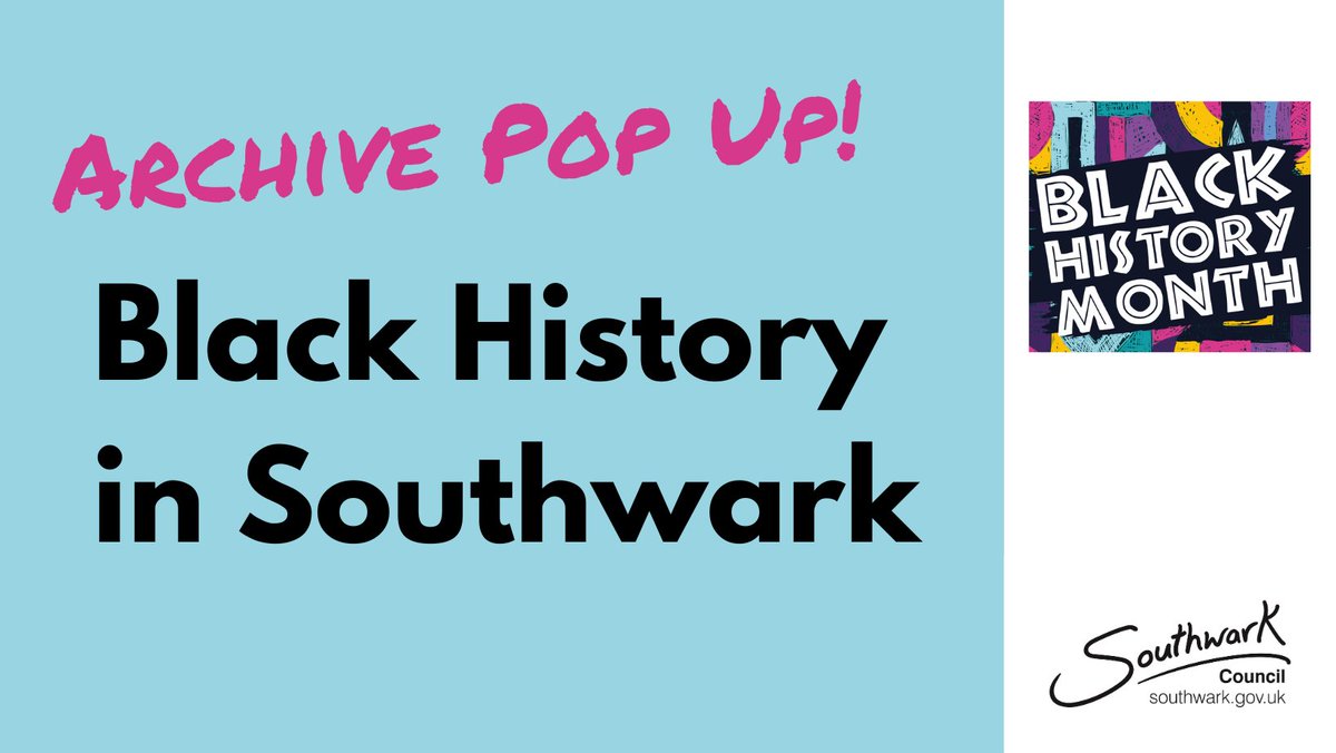 Explore the treasure trove of photographs, posters, films and more at the #BlackHistoryMonth Archive Pop Up! We're at Peckham Library tomorrow, 11 October 2023 orlo.uk/fnsiF And Camberwell Library on 25 October 2023 orlo.uk/qI844 #SouthwarkArchives