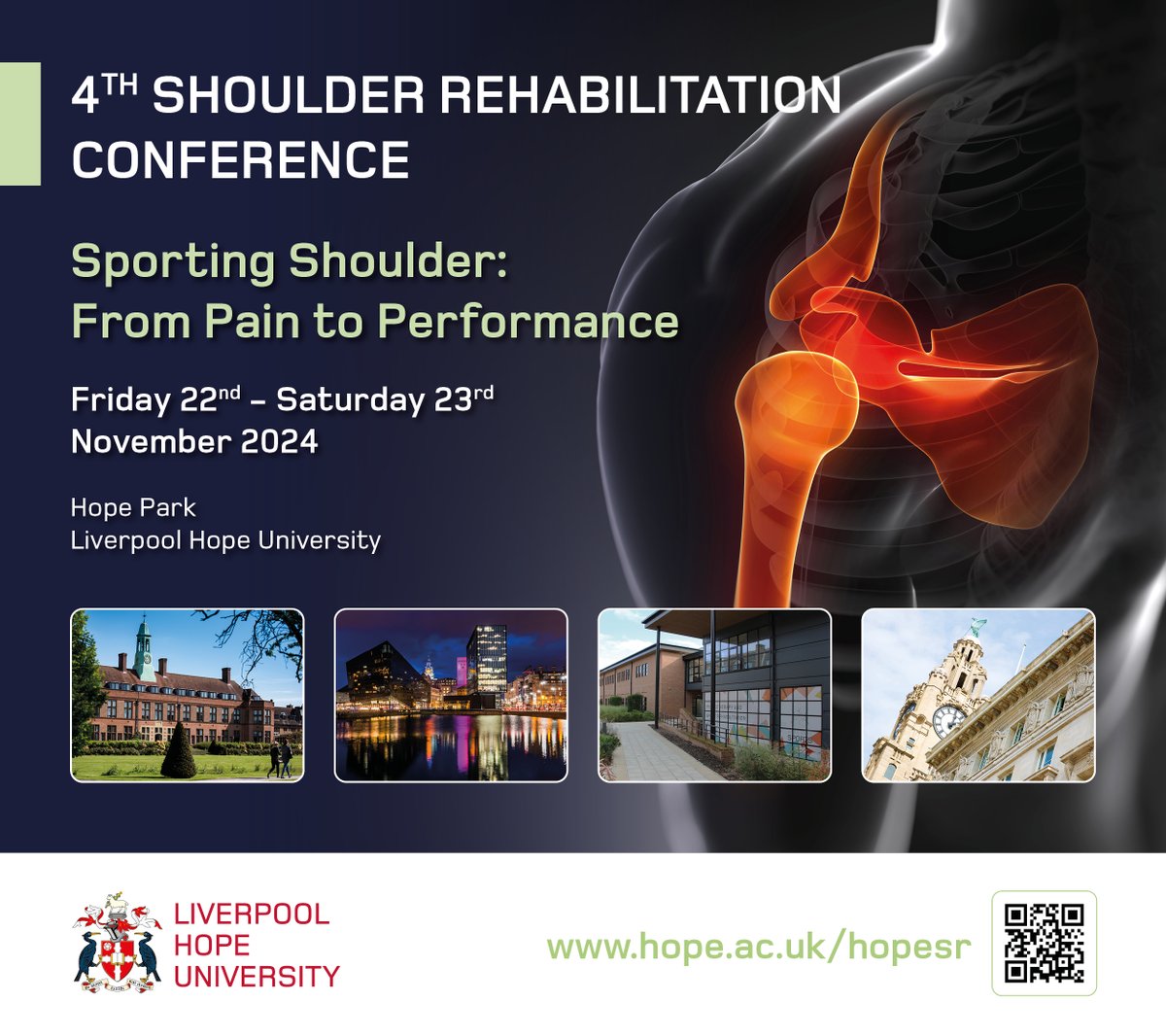 Omid_HopeUni's tweet photo. 4th Shoulder Rehabilitation Conference

"Sporting Shoulder - From Pain To Performance"

22nd-23rd November 2024 
@LiverpoolHopeUK

@ShoulderGeek1 @Back_in_Action @EUSSERBOARD
#shoulder #conference #rehabilitation https://t.co/JHJi31P1Ex