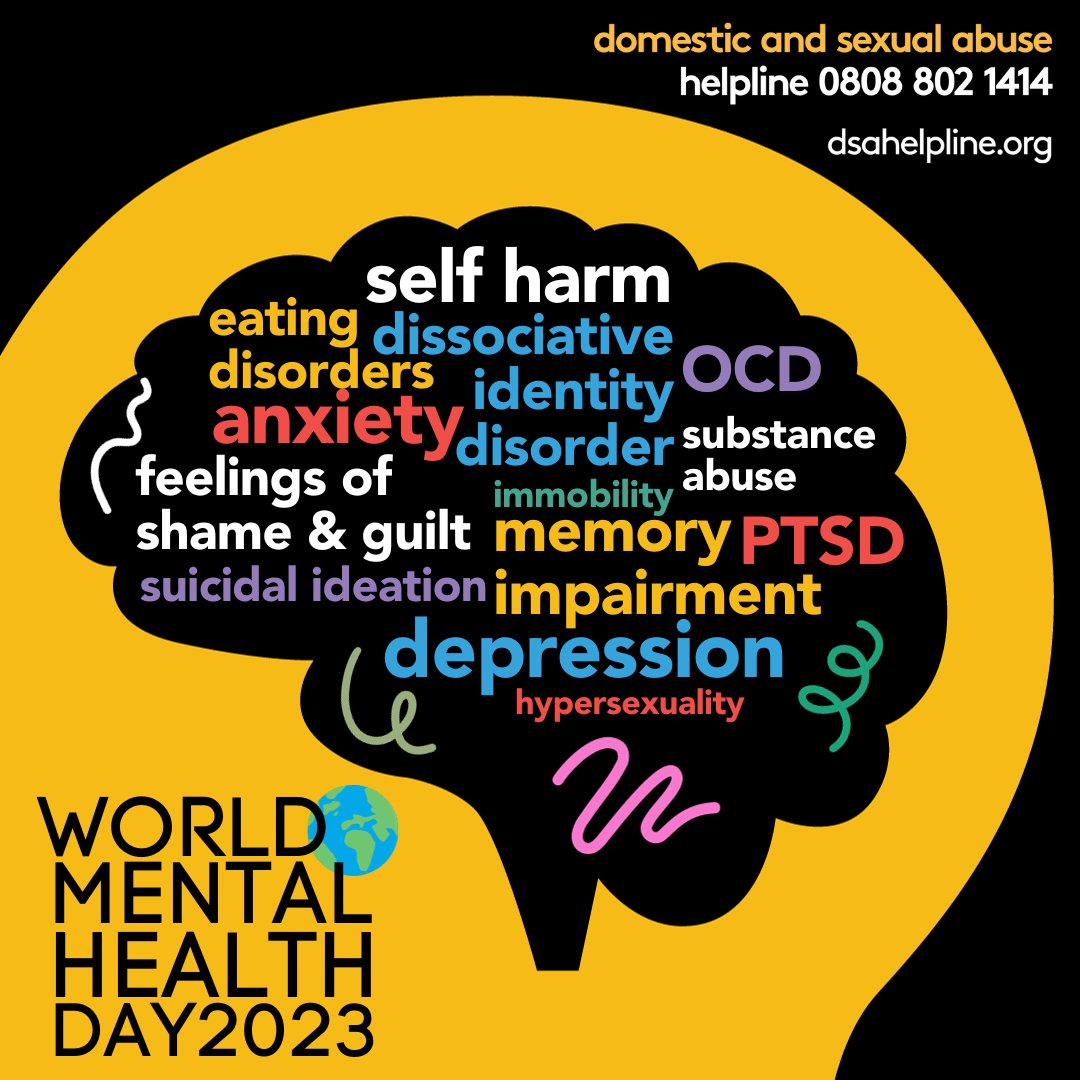 Domestic and Sexual Abuse damages the brain and increases the chance of mental health disorders. 🧠 Our call operators are here for you this #MentalHealthAwarenessDay and every other day of the year. For support contact us at: 💛0808 802 1414 🖤dsahelpline.org