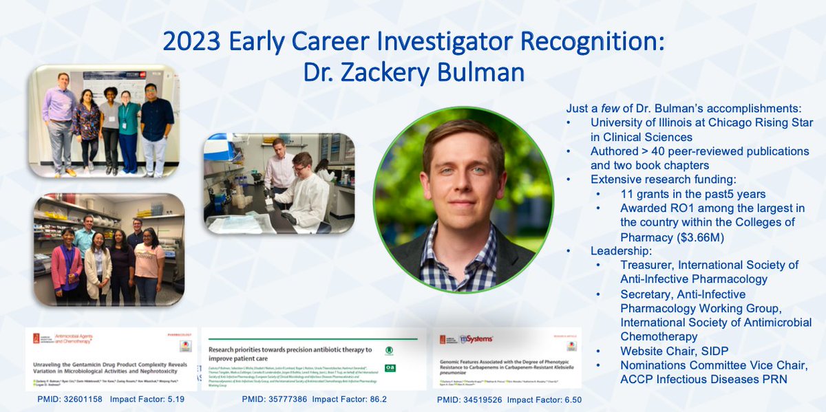 Congratulations to <a href="/PrecisionAbxLab/">Zack Bulman</a> for being awarded the 2023 <a href="/SIDPharm/">SIDP</a> Early Career Investigator Recognition! #SIDP2023 #IDWeek2023