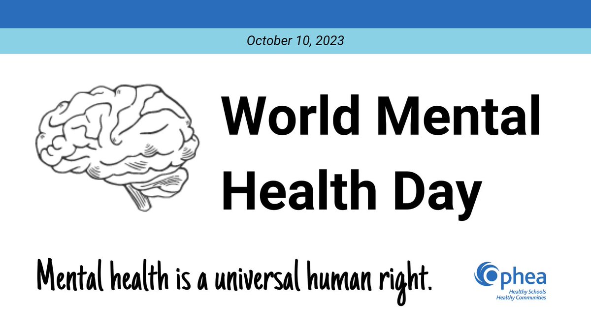 Oct 10 is #WorldMentalHealthDay! What is #MentalHealth? Our capacity to feel, think, &amp; act in ways that enhance our ability to enjoy life &amp; deal with challenges - a key element of the well-being of all students! Explore Ophea's mental health resources: bit.ly/48Pi5s2