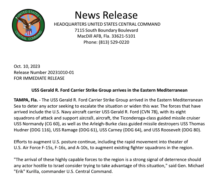 ciclbh2's tweet image. 🔴#URGENTE #ULTIMAHORA
El portaaviones 🇺🇸 USS Gerald R. Ford ya se encuentra en el Mediterráneo Oriental @CENTCOM
#USCENTRALCOMMAND
#StandsWithIsrael 
#HamasTerrorism #HamasMassacre