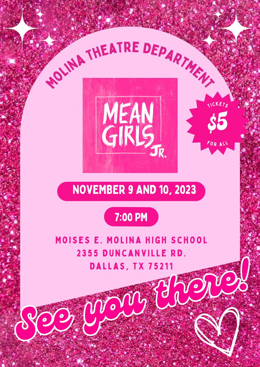 We are officially one month away from Mean Girls Jr! @MolinaHigh @JacobNunez27