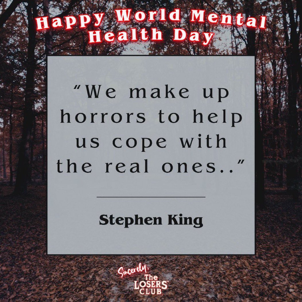 ClubSTEPHENKING's tweet photo. 𝙃𝙖𝙥𝙥𝙮 𝙒𝙤𝙧𝙡𝙙 𝙈𝙚𝙣𝙩𝙖𝙡 𝙃𝙚𝙖𝙡𝙩𝙝 𝘿𝙖𝙮

We know life gets hard and for us 𝘾𝙤𝙣𝙨𝙩𝙖𝙣𝙩 𝙍𝙚𝙖𝙙𝙚𝙧𝙨 reading can be a useful tool to carry on.

Which 𝙎𝙩𝙚𝙥𝙝𝙚𝙣 𝙆𝙞𝙣𝙜 books have helped you cope with the "𝙢𝙤𝙣𝙨𝙩𝙚𝙧𝙨"?

(via @LosersClubPod ) https://t.co/eFO46HQuEj