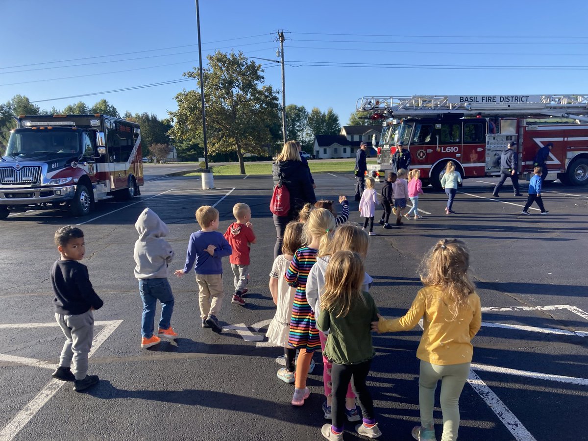 BasilJFD's tweet photo. Today our 2 unit crew was able to spend some time with the Liberty Christian Academy Preschool at Now Church to add to their fire prevention week discussions. https://t.co/TP00an318a