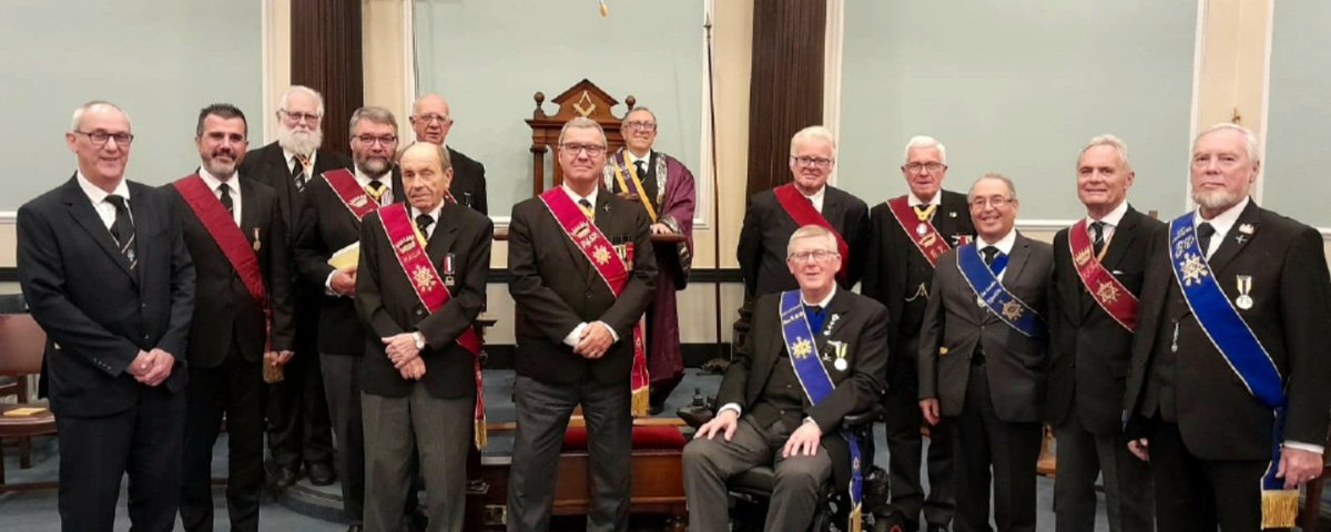 A busy meeting at Robert Burns 368 we welcome Bro Avici to the order in a ceremony performed by our Scarlet Cord Head WyBro Shields followed by Howard Burns being installed by WyBro Ray Christian.  Festive board capped off with Auld Lang Syne!