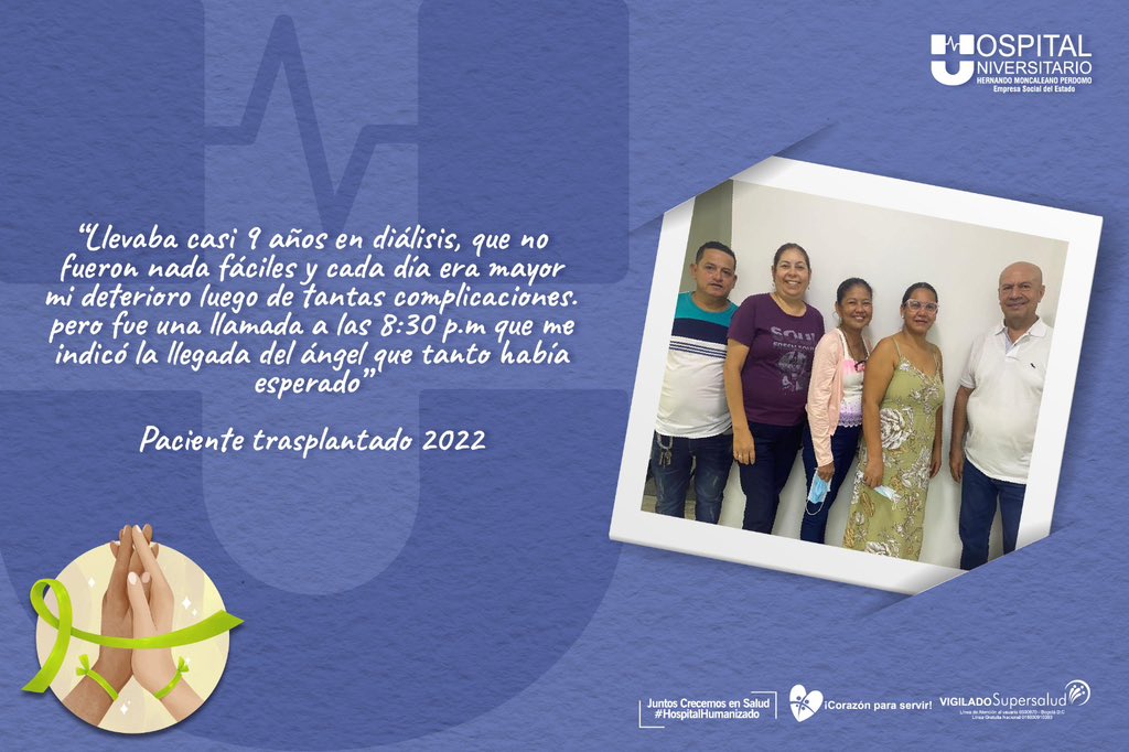 #hospitalhumanizado  Durante esta semana en el marco de la conmemoración del Día Mundial de la Donación de Órganos, compartiremos mensajes de nuestros pacientes trasplantados que nos llenan el alma de alegría 🙏🥰

Donar órganos es dar una segunda oportunidad de vida 💚