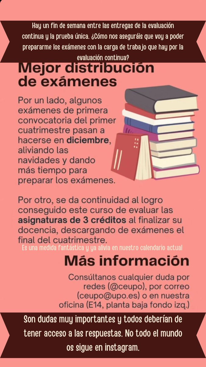 manunt_'s tweet photo. Para los estudiantes de la UPO, desde varias facultades se está difundiendo esta información sobre la propuesta de calendario. Os pedimos que sigáis difundiendo, todo el mundo merece tener toda la información para votar con cabeza. https://t.co/lSvhOTHcRb