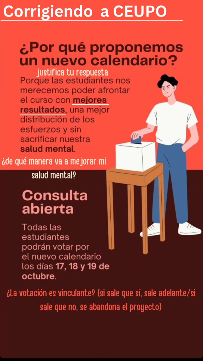 manunt_'s tweet photo. Para los estudiantes de la UPO, desde varias facultades se está difundiendo esta información sobre la propuesta de calendario. Os pedimos que sigáis difundiendo, todo el mundo merece tener toda la información para votar con cabeza. https://t.co/lSvhOTHcRb