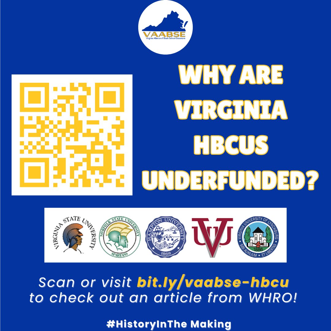 📚🎓 Virginia's HBCUs are on the rise with increasing enrollment, but they continue to face historic underfunding.This article sheds light on the challenges &amp; opportunities ahead. Read more of this article from WHRO: bit.ly/vaabse-hbcu #HBCU  #VAHigherEd #HistoryInTheMaking