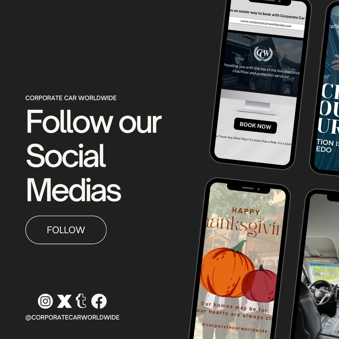 CorpCar's tweet photo. Stay Connected with Us! Follow our social media channels for the latest updates, travel inspiration, and more.

#FollowUs #StayConnected #CorporateCarWorldwide https://t.co/WP311drcCi