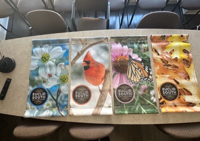 cweuclidsouth's tweet photo. District Update: New seasonal banners are coming! 🍂❄️🌹☀️We're curious, which one is your favorite? More announcements at our Fall Community Meeting! Detail soon! Sign up for our newsletter by clicking the link in our bio! See poll under this tweet! https://t.co/fJlnf2oRrI