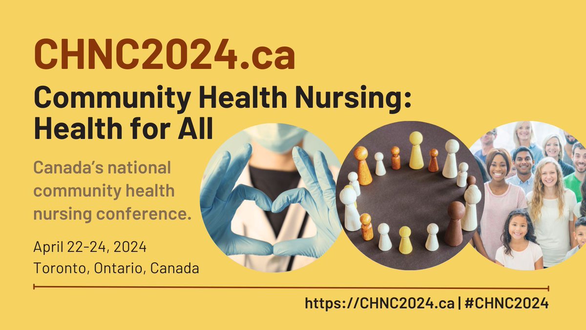 Call for Abstracts! #CHNC2024: Community Health Nursing - Health for All, Canada's national community health nursing conference, taking place April 22-24, 2024 in Toronto! More info: CHNC2024.ca <a href="/chnig_rnao/">CHNIG</a> <a href="/RNAO/">RNAO</a> <a href="/canadanurses/">Canadian Nurses Association</a>