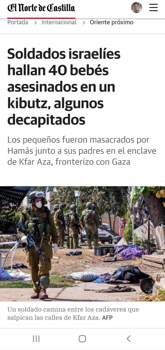 Estas noticias aparecen hoy juntas en El Norte de Castilla. Hipocresía es poco. Defender el genocidio que está cometiendo Hamás y llamarlo "derecho a resistir" es nauseabundo. Nunca antes los "buenos" fueron tan malos