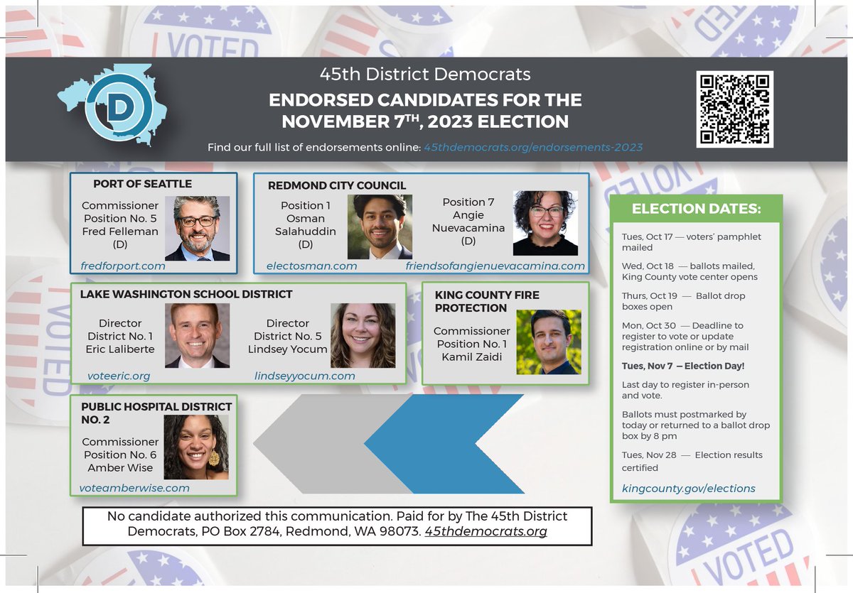 45thDemocrats's tweet photo. General Election Endorsements for Redmond https://t.co/Jr1XTRsMSb