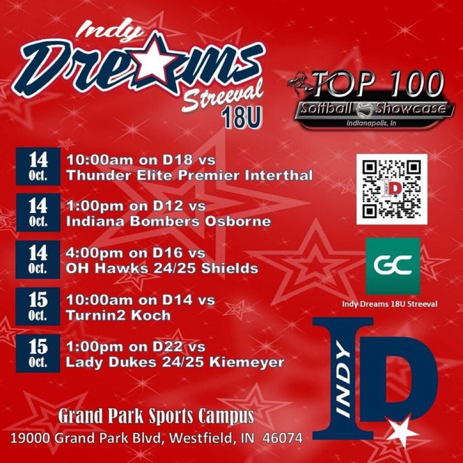 Playing in pool A at grand park! Come out watch us! Schedule ⬇️! <a href="/MarianKnightsSB/">Marian Softball</a> <a href="/amberb06/">Amber</a> <a href="/kunkle18/">Sue Kunkle</a> <a href="/UIndySoftball/">UIndy Softball</a> <a href="/coachferrell15/">Ben Ferrell</a> @NKUSBCoachG <a href="/CoachMcFalls/">Jen</a> <a href="/mzerkleee/">Morgan Zerkle</a> <a href="/mpaulick14/">Mollie Paulick</a> <a href="/Hall_J_4/">Jenna Hall</a> <a href="/Rethlake08/">Erin Ehler</a> <a href="/PiperSwiper/">Lillian Piper</a> <a href="/CoachBdunk/">Brittany Duncan-Houghland</a>