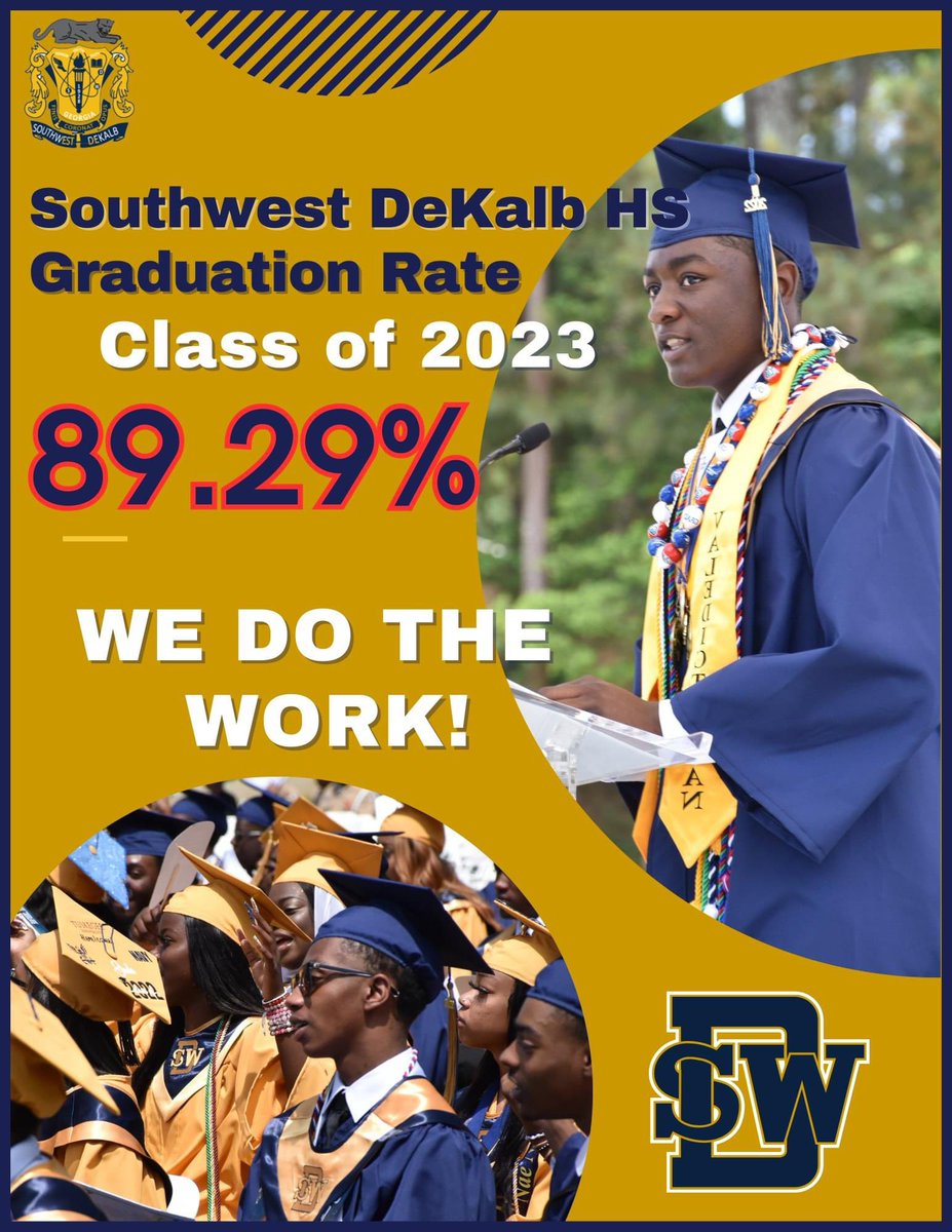 GOOD NEWS ALERT!  

Southwest DeKalb High School achieves the HIGHEST GRADUATION in 10 years!!!  89.29%
We have spent the last 6 years over 80%. I AM ONE  PROUD PRINCIPAL!!