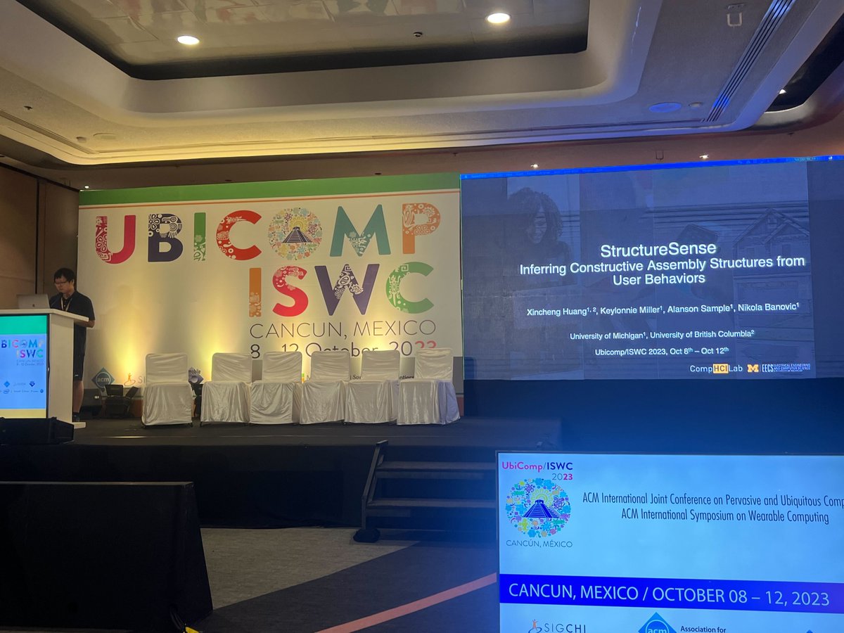 Computational HCI Lab (@comphcilab) on Twitter photo Former lab member <a href="/Xincheng_Huang/">Xincheng Huang</a> presented StructureSense (a tracking system using UHF-RFID sensing that infers constructive assembly structures from object motion) at #Ubicomp2023. Work with Keylonnie Miller, Alanson Sample, and <a href="/nikola_banovic/">Nikola Banovic</a>.
doi.org/10.1145/3570343 Former lab member <a href="/Xincheng_Huang/">Xincheng Huang</a> presented StructureSense (a tracking system using UHF-RFID sensing that infers constructive assembly structures from object motion) at #Ubicomp2023. Work with Keylonnie Miller, Alanson Sample, and <a href="/nikola_banovic/">Nikola Banovic</a>.
doi.org/10.1145/3570343