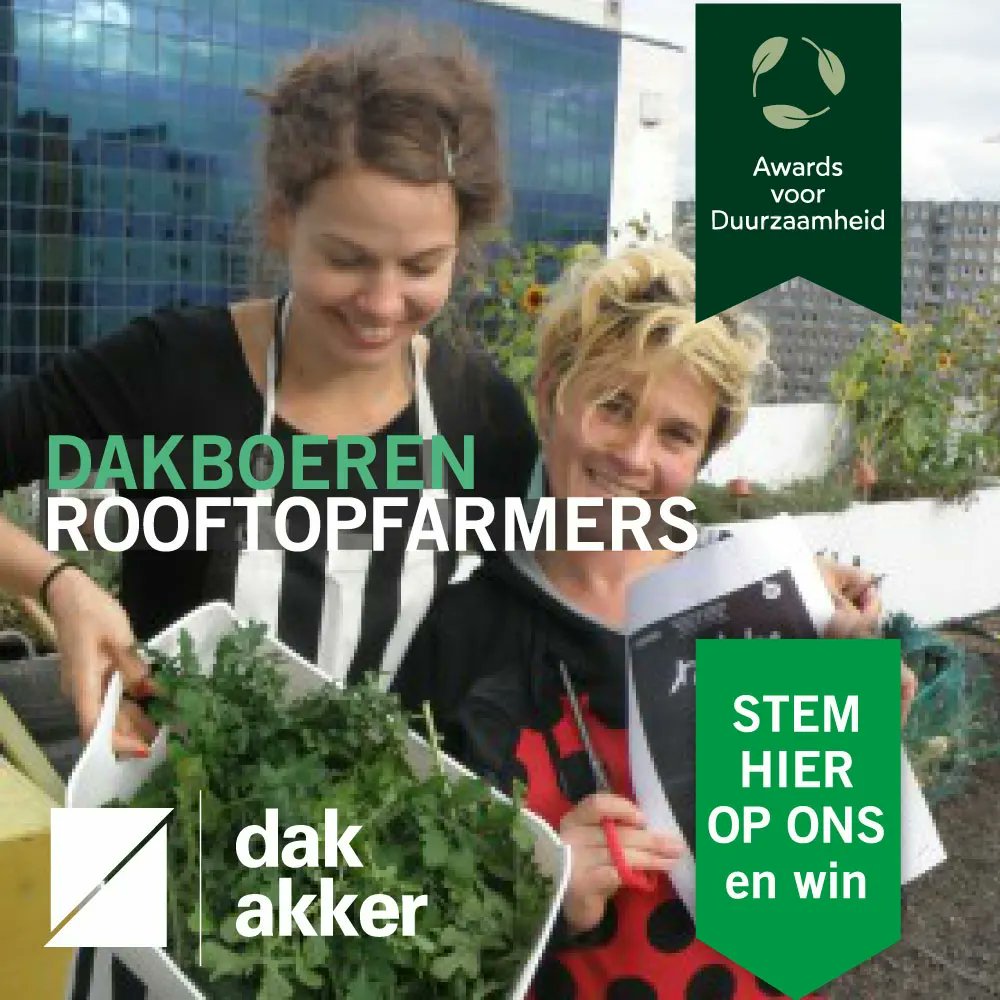 🥳 De #DakAkker is genomineerd voor de nationale #AwardsvoorDuurzaamheid ! Je kunt op ons stemmen (en zelf ook iets winnen!) via 📲:  awardsvoorduurzaamheid.nl/dakakker-dakbo… = categorie E (herstel) ... (bevestig je stem via de mail die je krijgt). En geef ons een 🔟‼️
