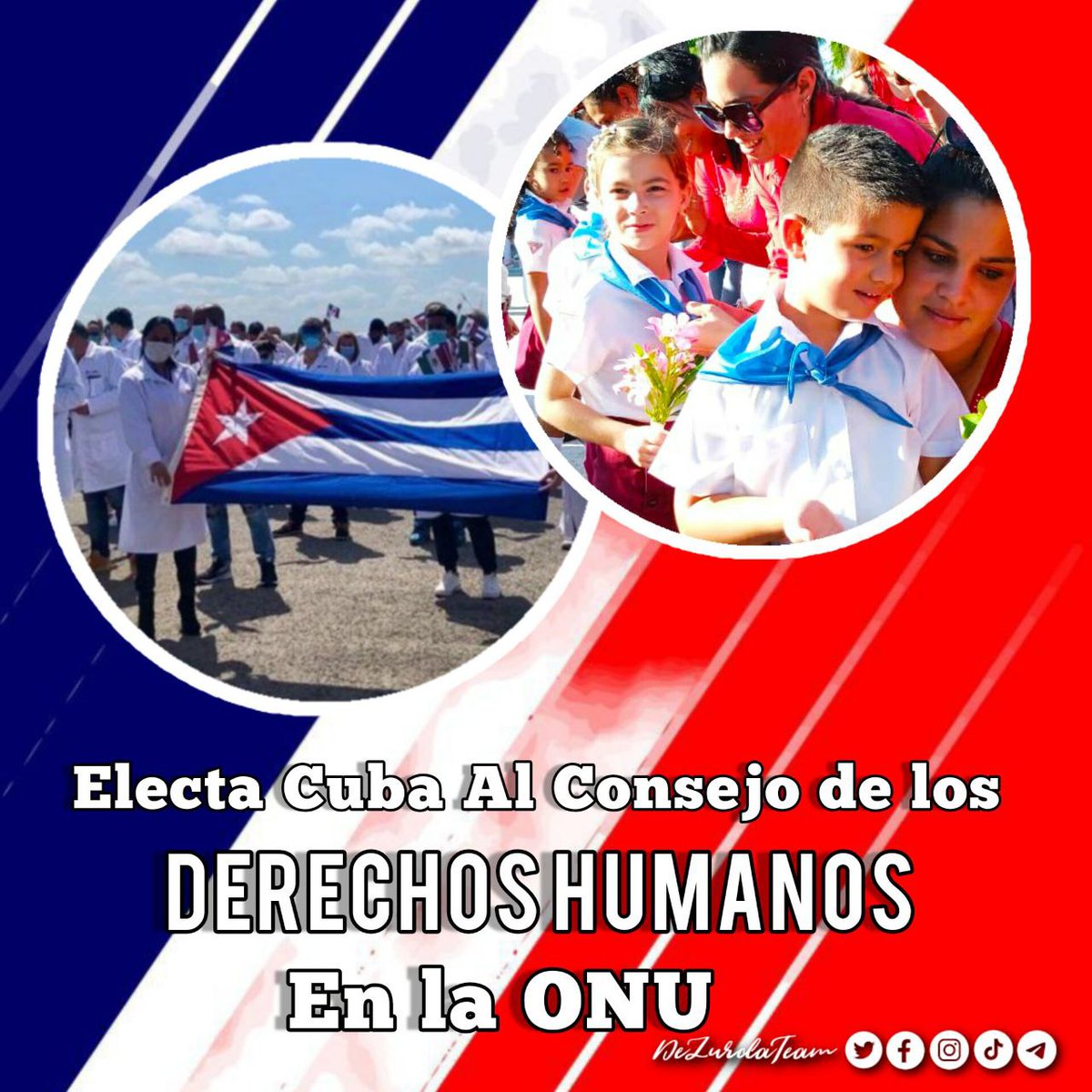 #Últimahora ✊

#Cuba 🇨🇺 electa para formar parte del Consejo de Derechos Humanos de la ONU. 👏

Y entonces? ... quién entiende que estemos en la lista de "Países patrocinadores del terrorismo".

#DeZurdaTeam
#CubanosConDerechos