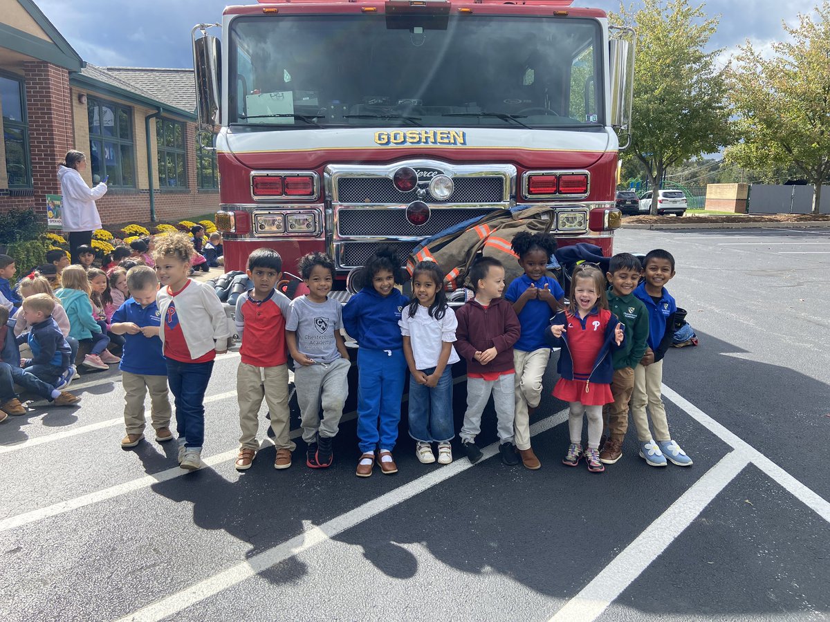 Thank you to the Goshen Fire Company for coming to CBA to talk to #PreK about Fire Safety #goshenfireco #onlyatcba