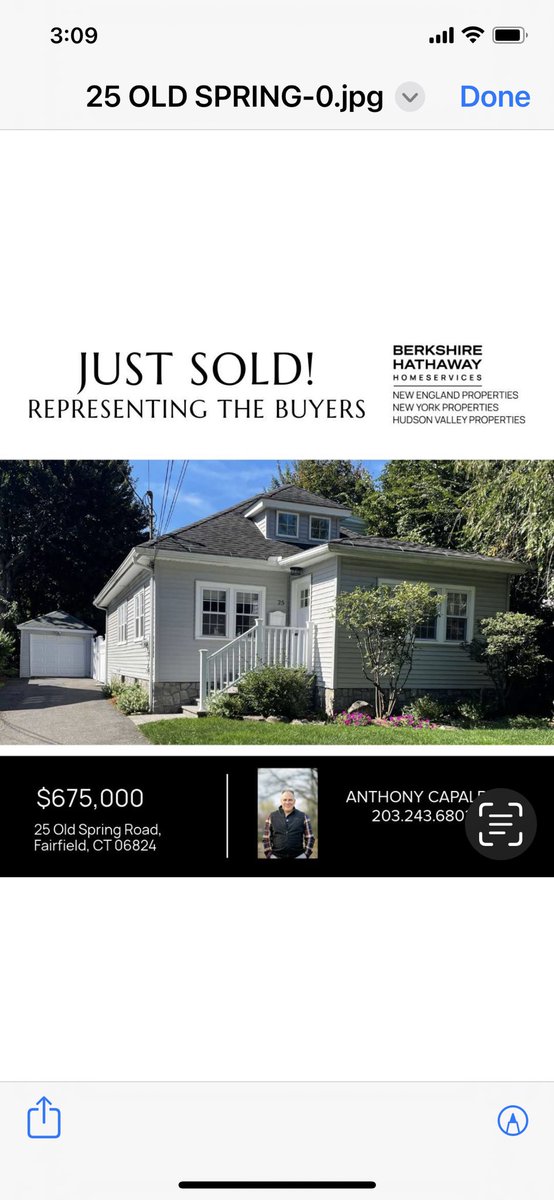 I am blessed to have such great clients. We worked with great sellers, the listing agent, Attorneys, Inspector and Bank to complete this transaction. Thank you all! #bhhsne #fairfieldct