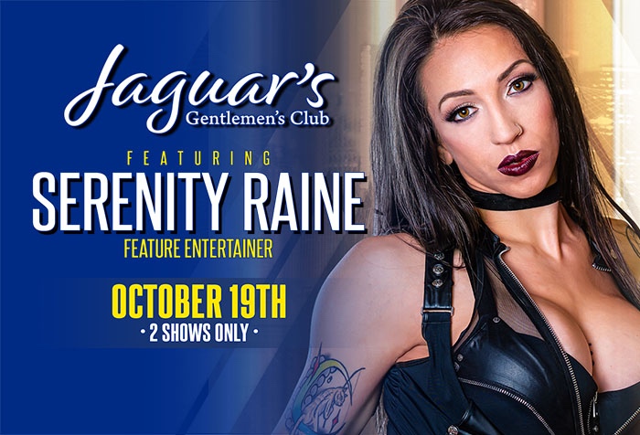 It's time to get wild 🐯 Come join us at Jaguars for an unforgettable night of entertainment with the very talented Serenity Raine! Oct 19 Don't miss out - this is a one night only show 🗓️ 
.
.
.
#SerenityRaine #JaguarClub #FeatureEntertainer #IndyTakeoverTour