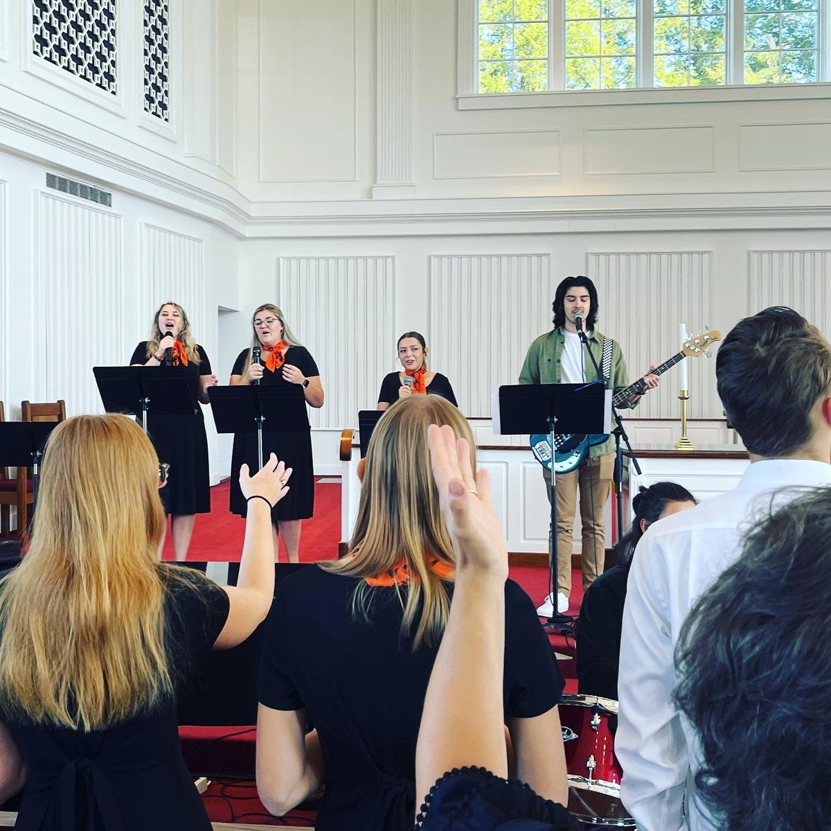 FaithAtWU's tweet photo. Grateful for the testimony and songs shared in WU Chapel today! It was a blessing to hear from @wufooty Head Coach, Treg Lunger, and senior, Tyler M. as they shared about sport, faith and growing in Christ! #GROW #TestimonyTuesday #WaynesburgU https://t.co/R0t6GyJQUC