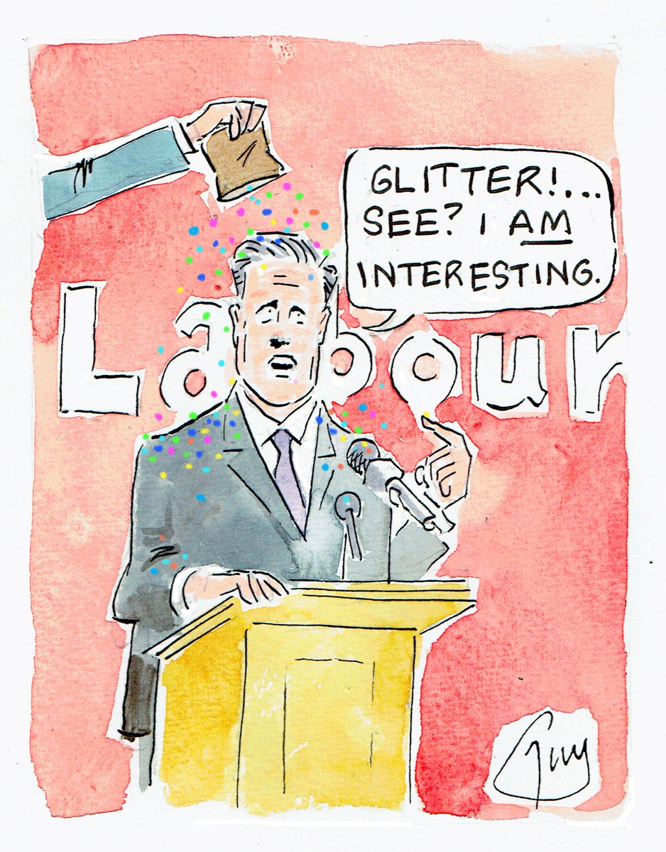 Guy Venables on #KeirStarmer #Glitter #Labour #LabourConference - political cartoon gallery in London original-political-cartoon.com