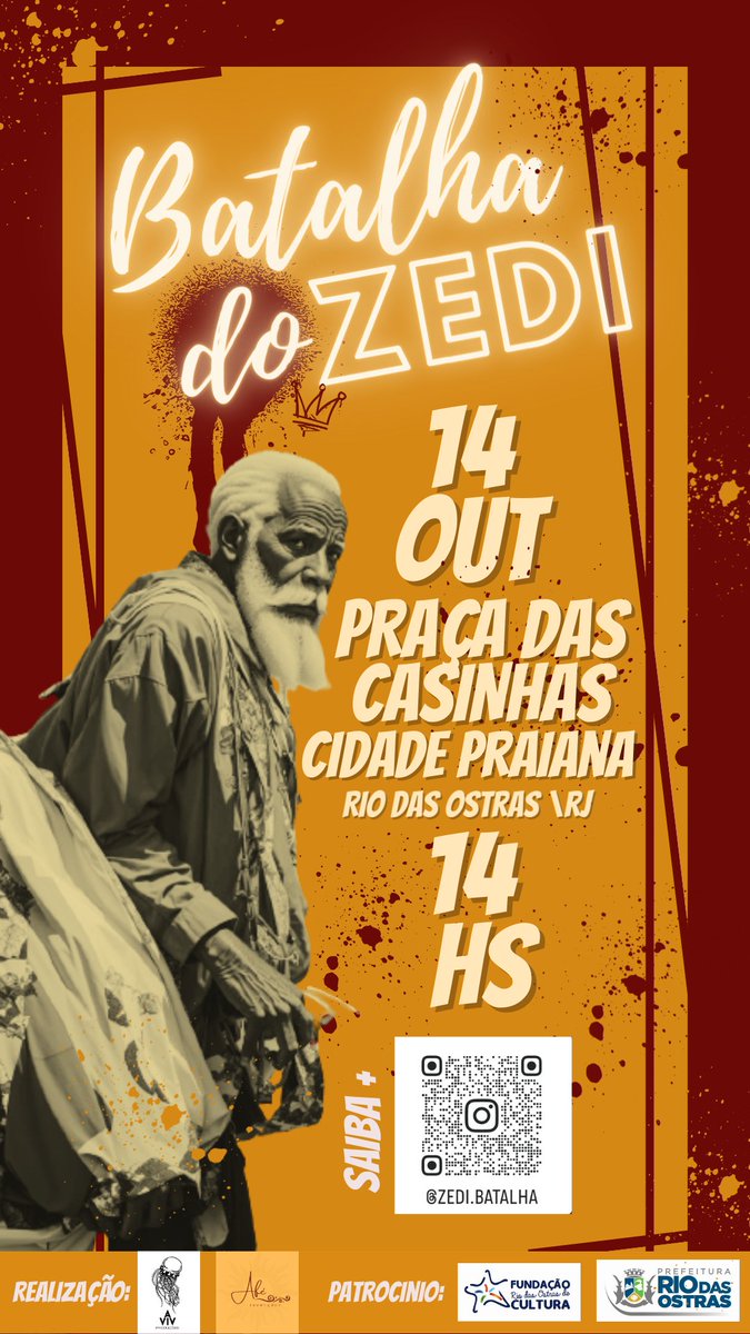 Evento da Cultura Hip Hop em praça pública! Vai rolar aulão de dança, mesa de lanche, roda de conversa, apresentação de djs, batalha de dança com premiação e muito mais. Compartilha e joga pro mundão ♥️