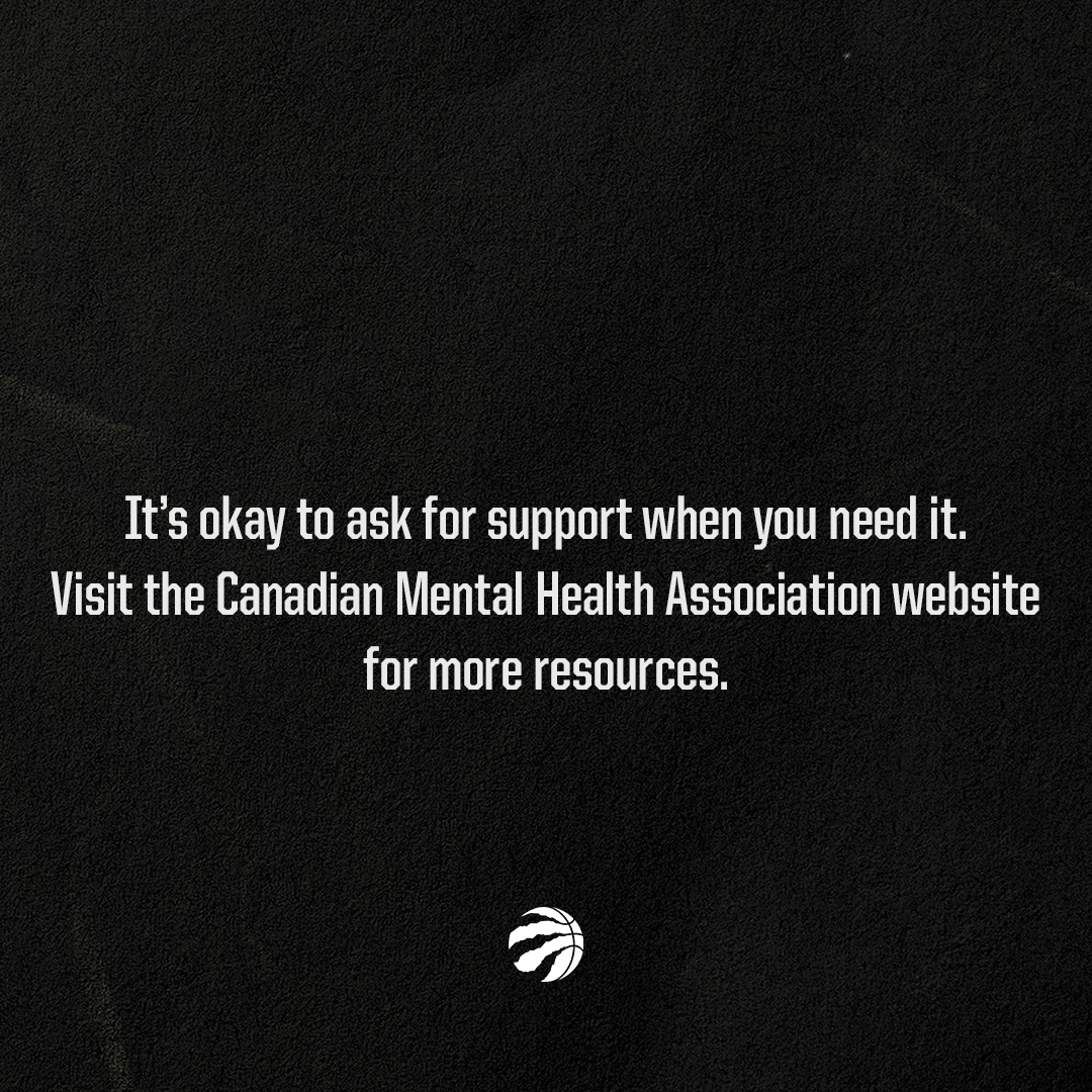 The Toronto Raptors celebrates World Mental Health Day. Your mental health is just as important as your physical health. Today and every day. Support is available.

Visit our link in bio for more resources.

#WorldMentalHealthDay