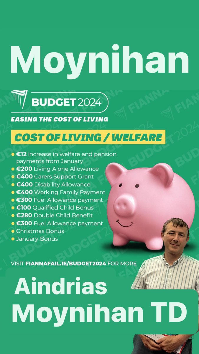 Aindrias Moynihan TD (@aindriasmoynih1) on Twitter photo Budget 24 will have tangible & positive impact on individuals, families, businesses across #corknorthwest Dul chun cinn. The free travel pass for people medically certified unfit to drive is meaningful step in right direction <a href="/Corkman_ie/">The Corkman</a> <a href="/SouthernStarIRL/">The Southern Star</a> <a href="/C103Cork/">C103</a> <a href="/echolivecork/">EchoLive.ie</a> Budget 24 will have tangible & positive impact on individuals, families, businesses across #corknorthwest Dul chun cinn. The free travel pass for people medically certified unfit to drive is meaningful step in right direction <a href="/Corkman_ie/">The Corkman</a> <a href="/SouthernStarIRL/">The Southern Star</a> <a href="/C103Cork/">C103</a> <a href="/echolivecork/">EchoLive.ie</a>