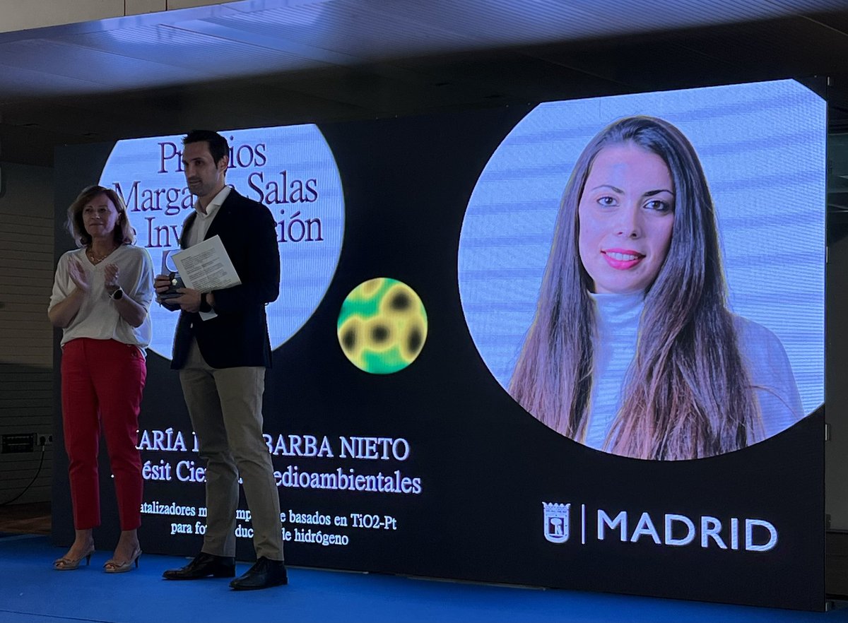 Irene Barba Nieto, Accésit en la categoría de Ciencias Medioambientales de los Premios Margarita Salas 2023 del <a href="/Ayto_de_Madrid/">Ayuntamiento Madrid</a> a Tesis Doctorales. Irene está actualmente realizando una estancia postdoctoral en <a href="/BrookhavenLab/">Brookhaven Lab</a> y realizó su Tesis en el <a href="/ICP_CSIC/">Instituto de Catálisis y Petroleoquímica (CSIC)</a>: ENHORABUENA!!!!