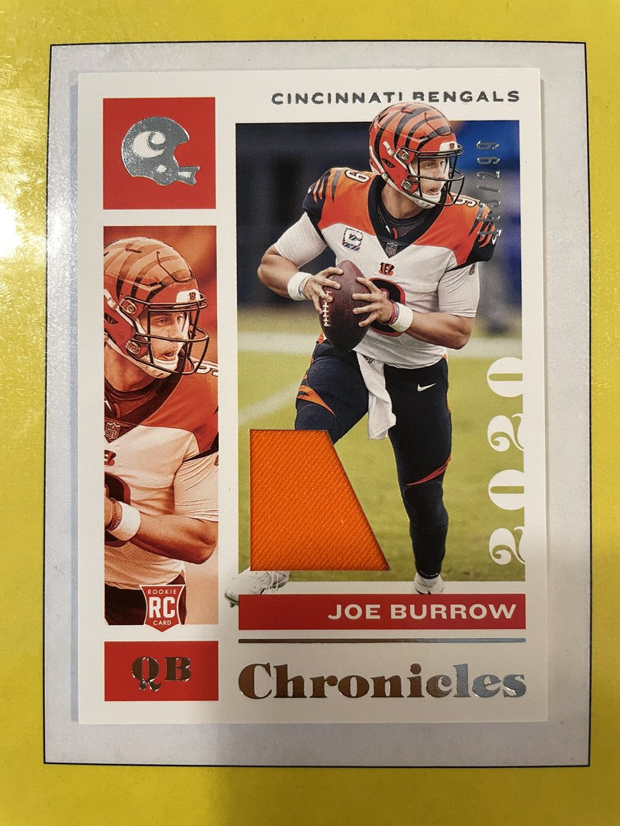 Bison160's tweet photo. @SlabtownCollect QB patch cards. 
Burrow Rookie /299 $35
Herbert Rookie $15
Jordan Love Rookie Ticket $15
Lawrence Orange Ice $7 https://t.co/kWgh5OxBH4