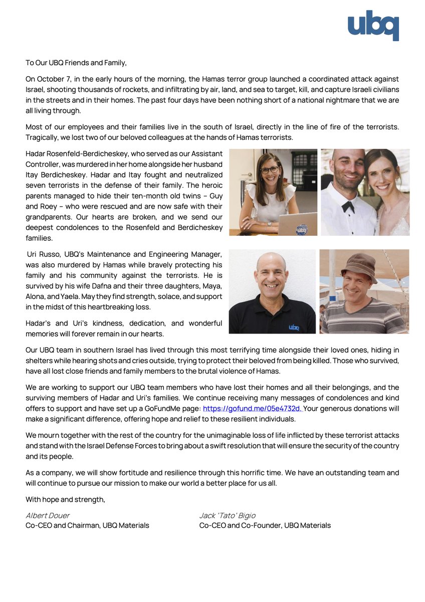 UBQ_Materials's tweet photo. We share with you an update on our current situation, and the GoFundMe link: https://t.co/uPQk8vRwiZ https://t.co/RlE2horvwV