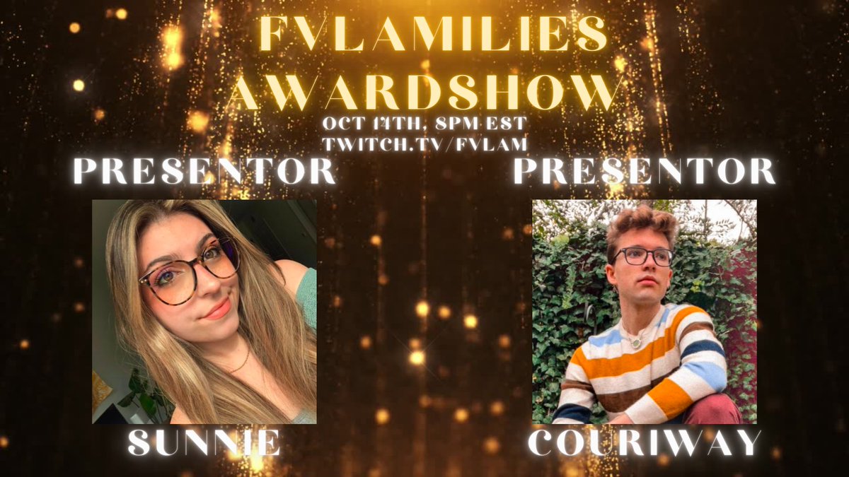 FVLAM's tweet photo. TWO AWESOME PRESENTERS!

@sunniettv and @realcouri will be presenting awards at the FVLAMilies Award show this Saturday, 8pm EST!  

Stay tuned as I announce more people involved with this production later today! https://t.co/XEaL0MbIA2