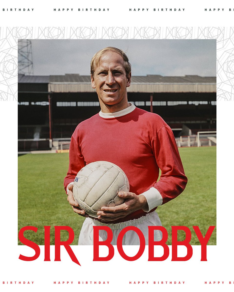 ManUtd's tweet photo. It's @SirBobby Charlton's 86th birthday! 🎈

Leave a message for the United legend below 👇

#MUFC https://t.co/E5LLJIRWHP