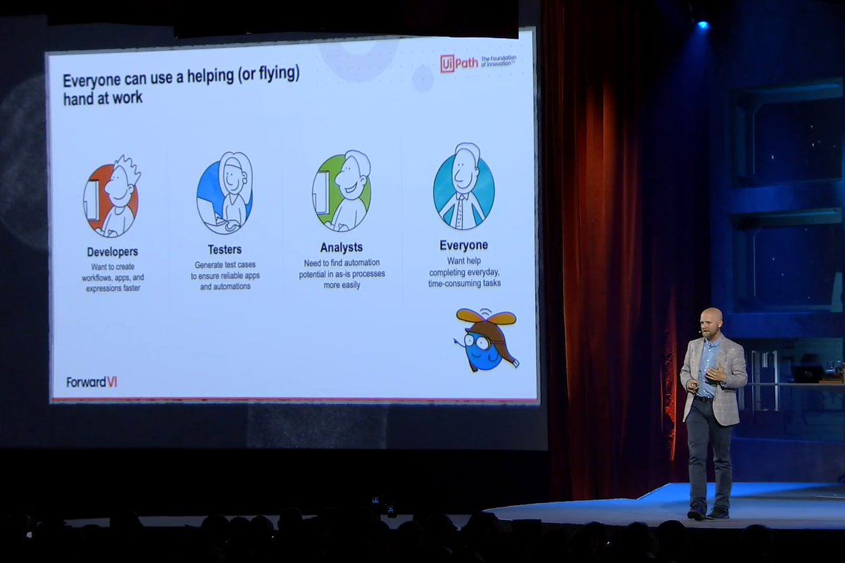 UiPath's tweet image. Meet Autopilot™: your AI companion. ✈️ Our CPO @gsheldon shares how anyone from #citizendevelopers, testers, analysts, &amp;amp; more can take advantage of its #GenerativeAI &amp;amp; #SpecializedAI capabilities. #UiPathForward
