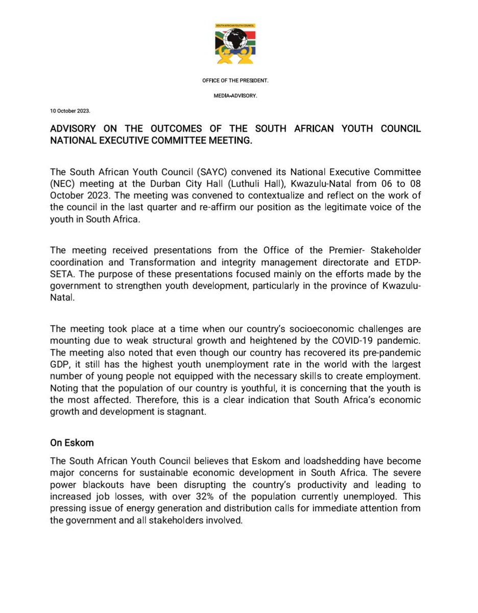 South African Youth Council tweet media