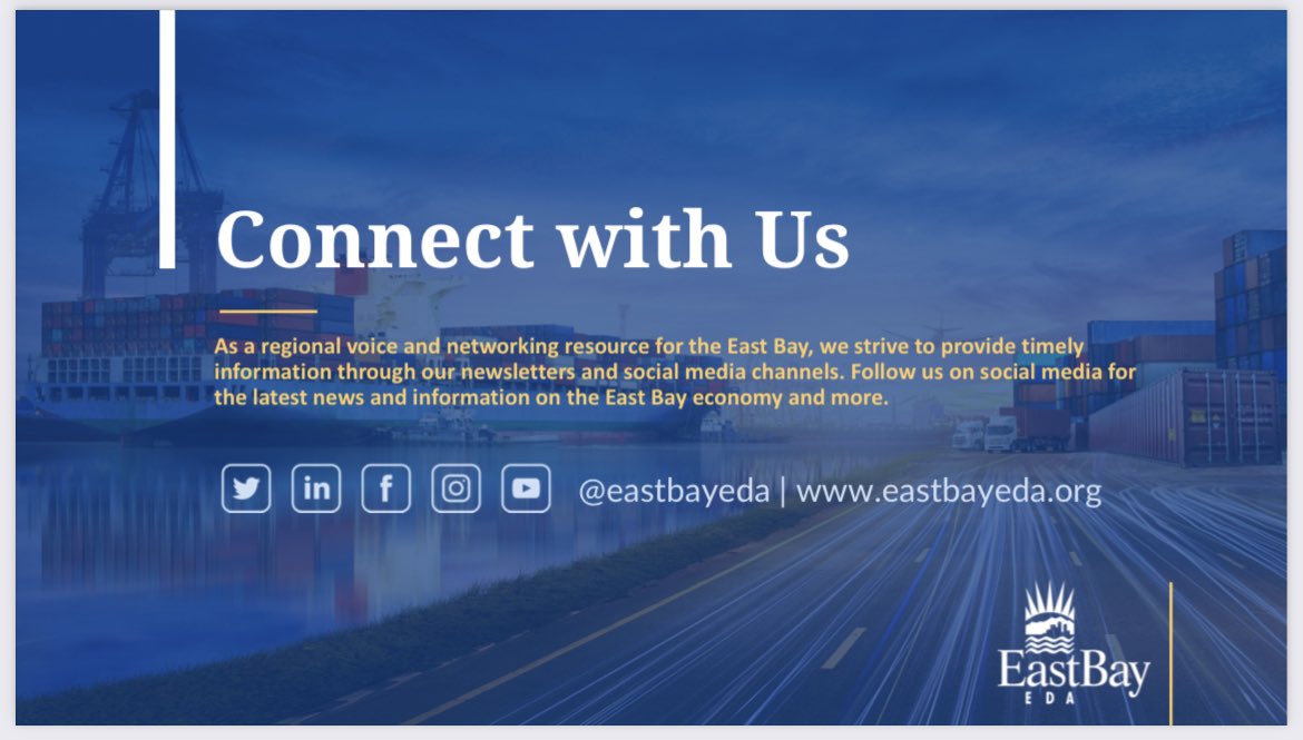 .@eastbayeda is a 150+ member organization serving as the regional voice and networking resource for strengthening the economic, building the workforce, and enhancing the quality of life in the East Bay. I look forward to serving in this new role. #ResilientEastBay