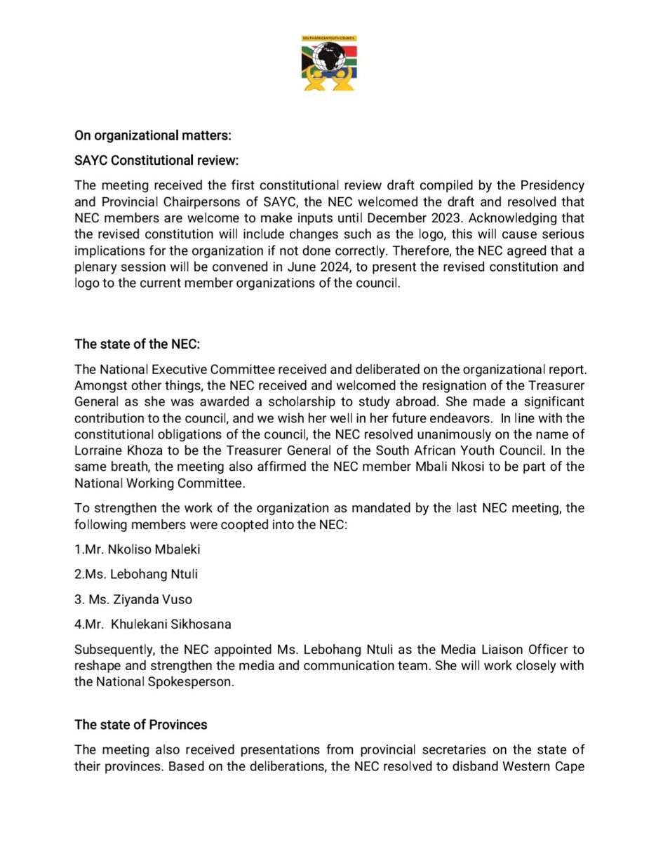 South African Youth Council tweet media