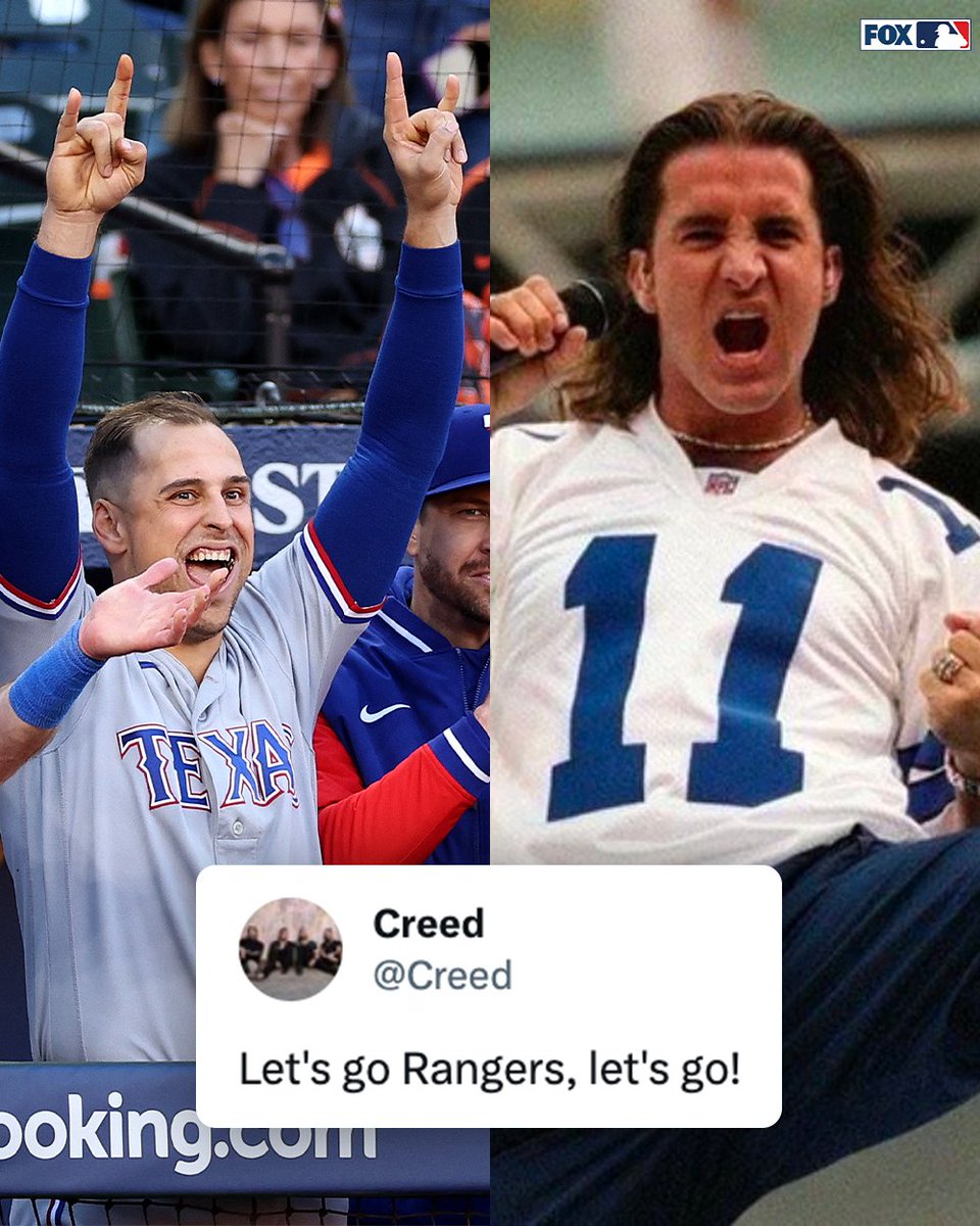 MLBONFOX's tweet photo. 🎸 @Creed is all in on the Rangers 🤘 https://t.co/4tig4aq5HW