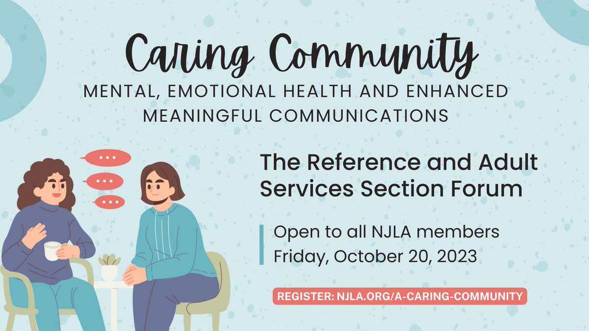 Oct 20th, 9:15 AM - 12 PM at Monmouth Library. Open to all NJLA members. Must register at buff.ly/3Qbx5t8. Registration closes on October 18.